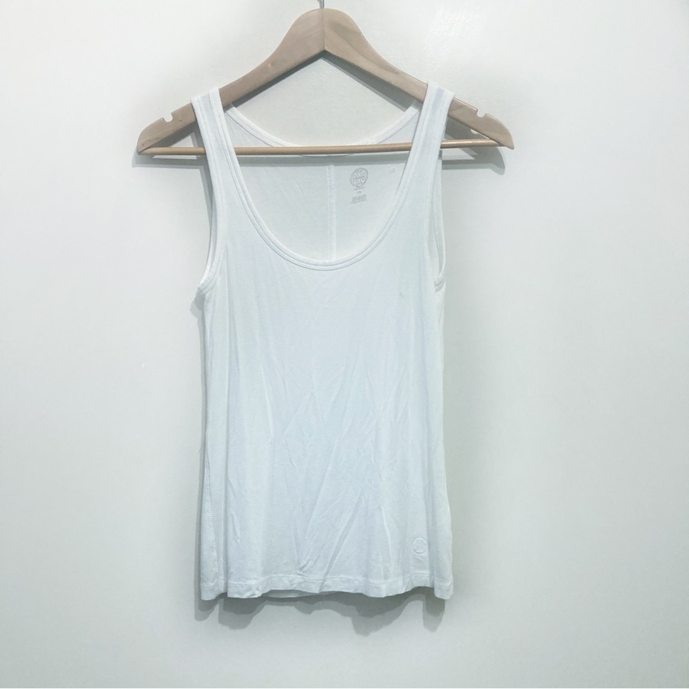 Tory Burch White Stretch Scoop Neck Tank Top Size XS